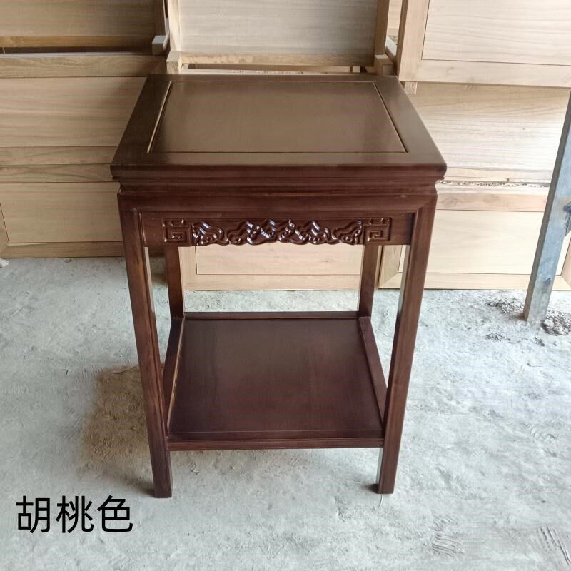 纯实木小方桌正方形茶桌中式沙发侧边几角几全榆木鱼缸奇石架新款