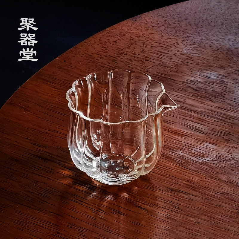 聚器堂加厚透明耐热玻璃公道杯小号匀杯公杯单个无把手分茶器茶海