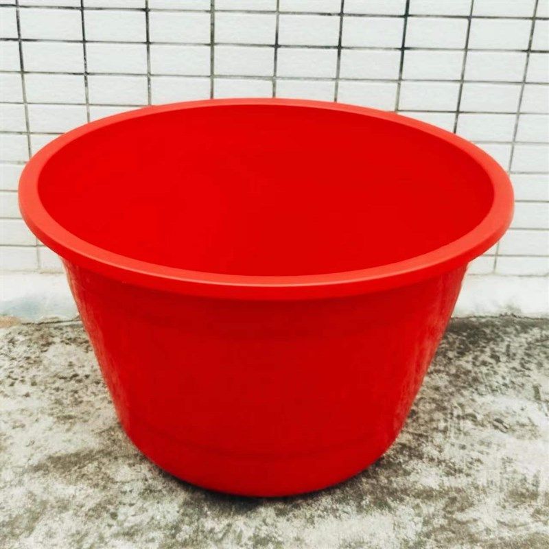 55升红色水缸塑料水缸大水桶熟胶水缸大口径牛筋桶泡澡桶储水桶