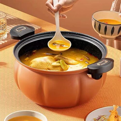 康厨傅麦饭石不粘微压南瓜锅家用煮锅炖肉汤煲炖锅燃气电磁炉通用