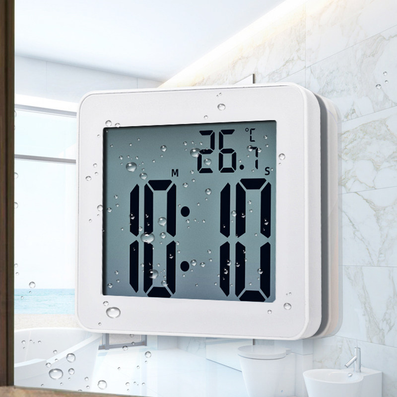 防水钟表电子时钟计时器儿童学习多功能闹钟学生床头钟免打孔挂钟