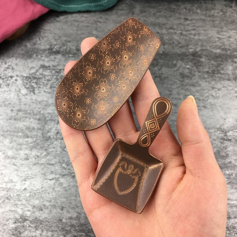纯紫铜茶叶勺茶匙迷你小铲子取茶叶工具铜契茶则中式复古功夫茶道