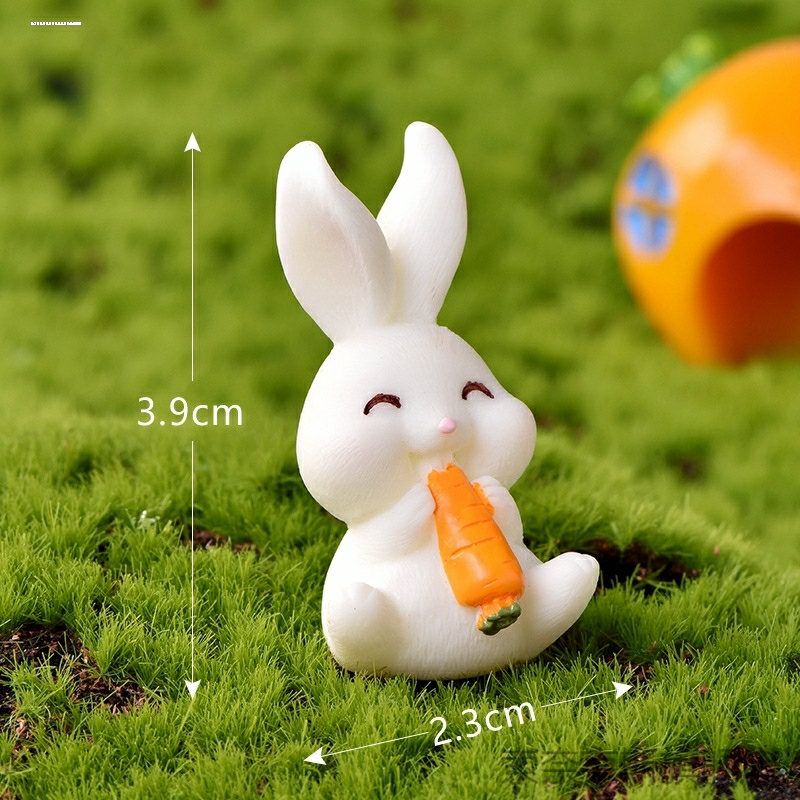 摆件家居摆件微景观小兔子治愈挂件多肉微缩立体大白兔创意