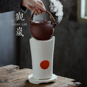观岚陶壶砂铫手工烧水煮茶壶白泥凉炉潮州工夫茶炉火炭炉围炉碳炉