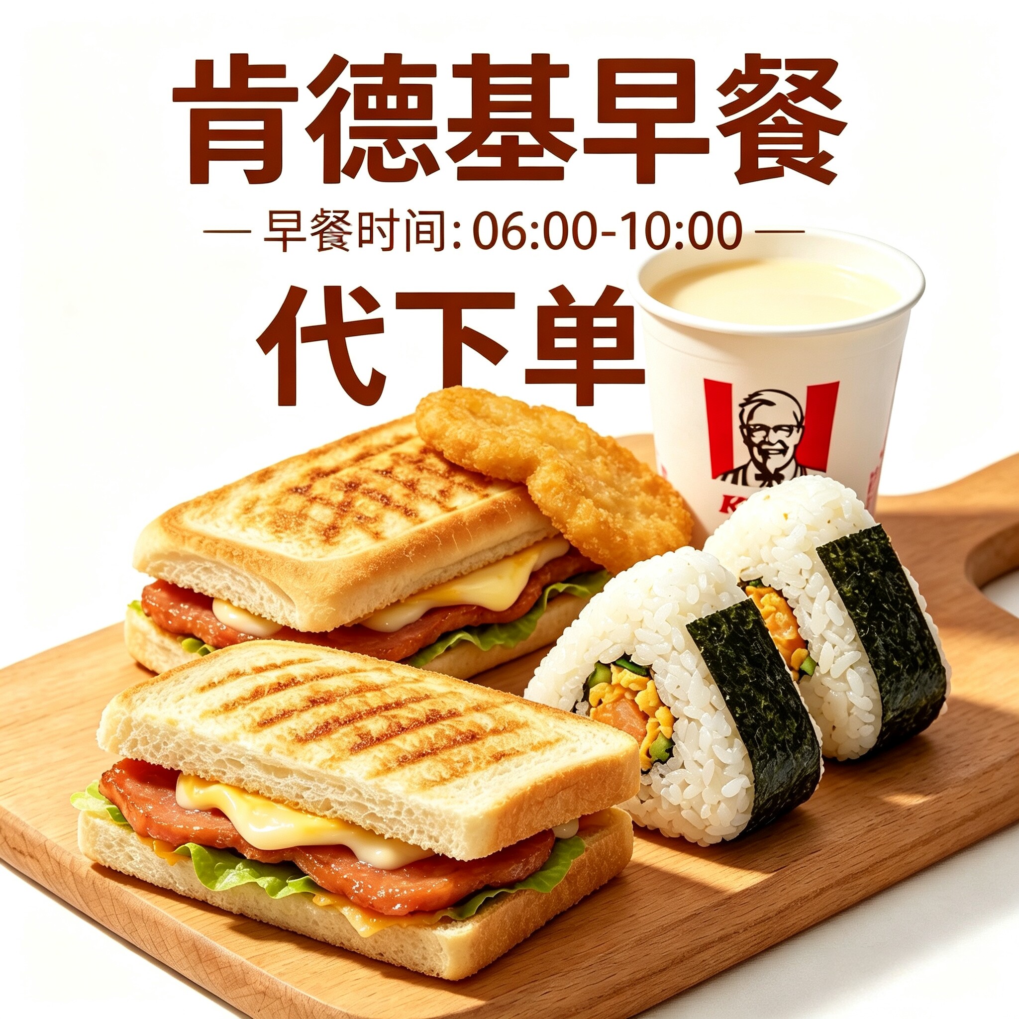 肯德基KFC早餐优惠豆浆帕尼尼饭团皮蛋粥美式咖啡油条全国代下图片