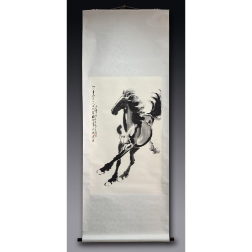 荣宝斋木版水印国画客厅壁画徐悲鸿大小墨马奔马图挂轴 78200cm