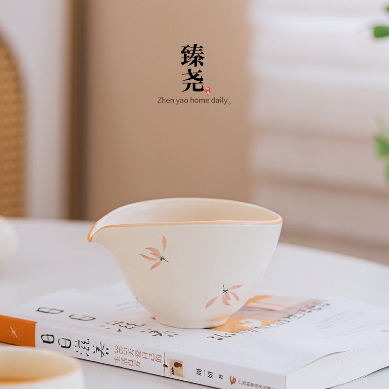 米黄釉兰花茶海公道杯匀茶器小清新茶具配件茶隔家用泡茶器陶瓷