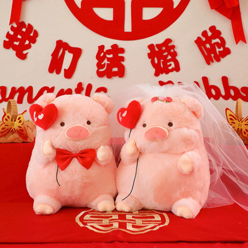新婚压床娃娃一对结婚新款高档抱枕小猪玩偶喜娃娃婚房公仔送新人