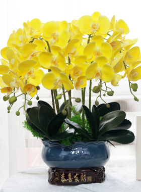蝴蝶兰仿真花高端手感装饰花家居客厅塑料花电视柜婚庆花艺摆件