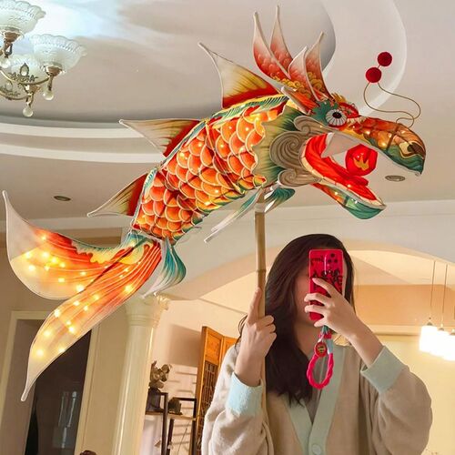 新年龙灯笼2024新款非遗手工diy材料包春节过年中式纸龙舞龙鱼灯