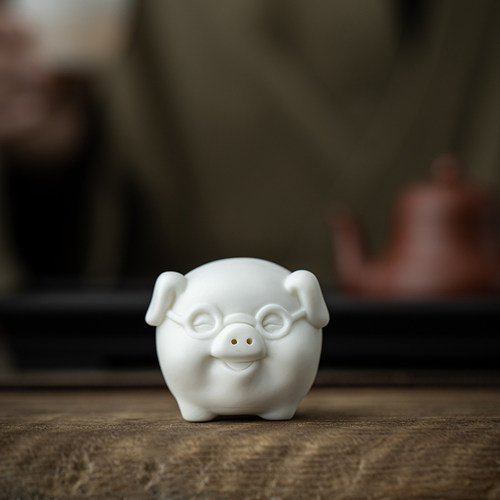 宇轩玉瓷茶宠摆件茶玩茶艺小猪精品可养招财小猪茶盘家居办公摆件