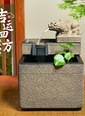茶室氛围布置室内玄关吸水兽流水摆件吐水循环水系办公室桌面景观