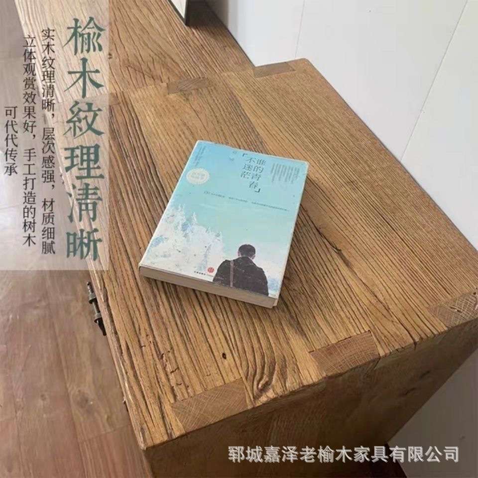 老榆木门板电视柜 实木家具多功能储物柜组合式新中式特色地柜
