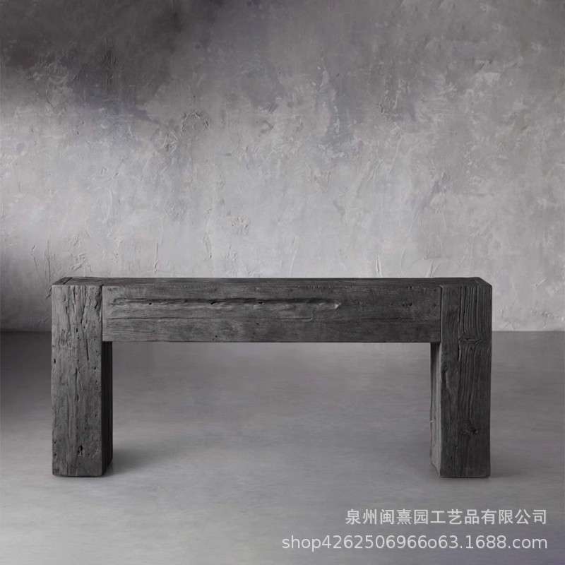 诧寂风玄关台过道走廊进户置物架沙发 背几复古原木玄关桌门厅条