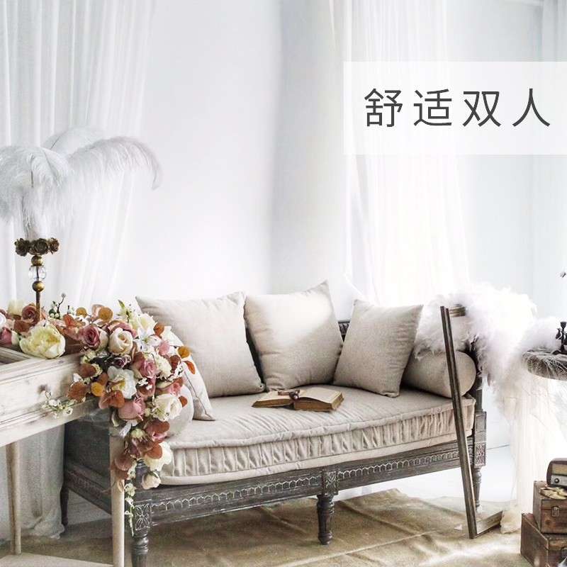 法式高端实木雕花沙发小户型客厅组合家具美式复古做旧三人沙发床