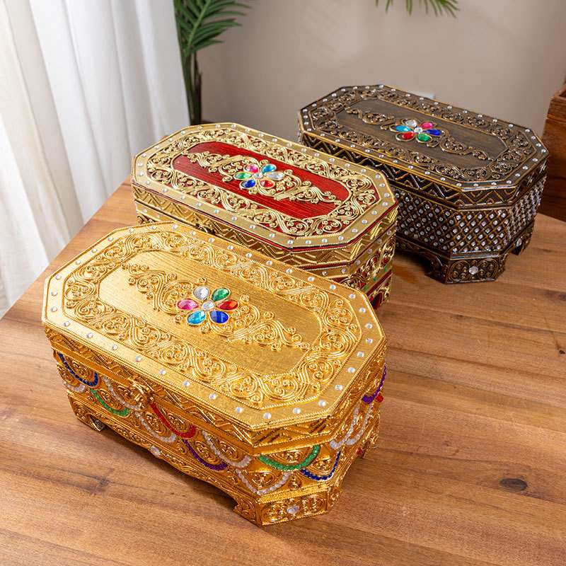 文玩珠镯子首饰盒泰国古典木质盒子耳饰品收纳盒异方形小型收物盒