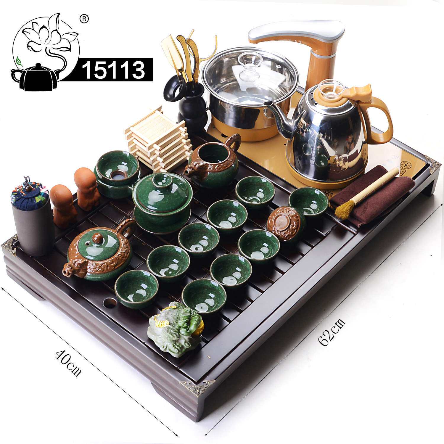 151檀色柯木茶盘茶具四合一酒店家用实用日式木制功夫排水茶台