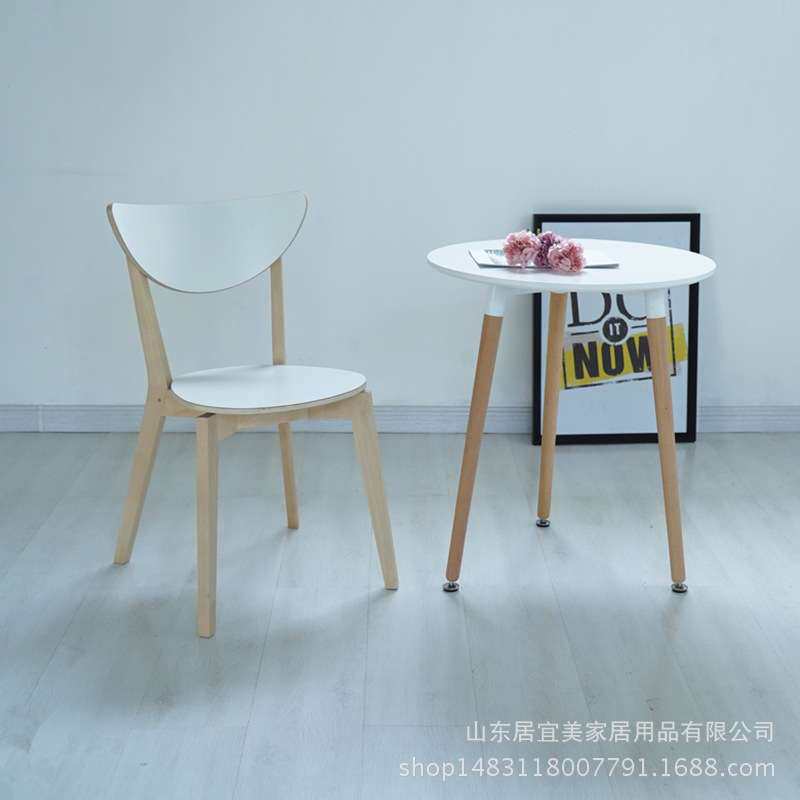 简约客厅阳台小圆桌咖啡厅甜点店靠窗圆桌榉木茶几家具实木茶几