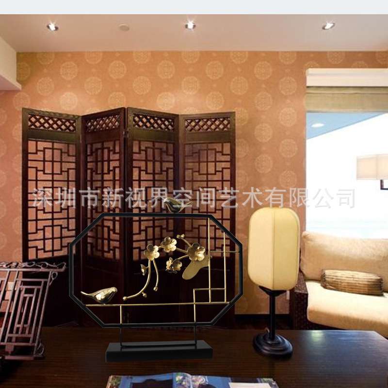 现货 不锈钢抽象雕塑酒店家居玄关模型新中式铁艺摆件装饰品