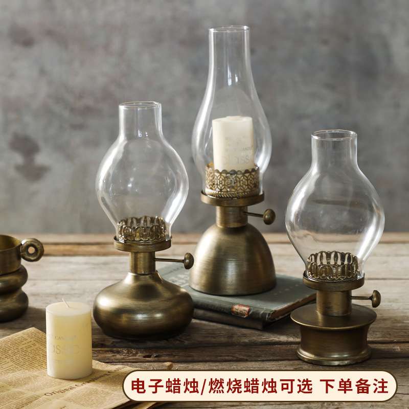 复古轻奢烛台法式风灯家居民宿工业风装饰摆件金属蜡烛灯桌面摆设