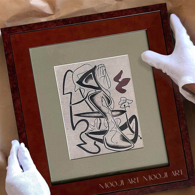 木吉艺术设计《欢畅》装饰画客厅沙发背景墙高级感进口实木框挂画