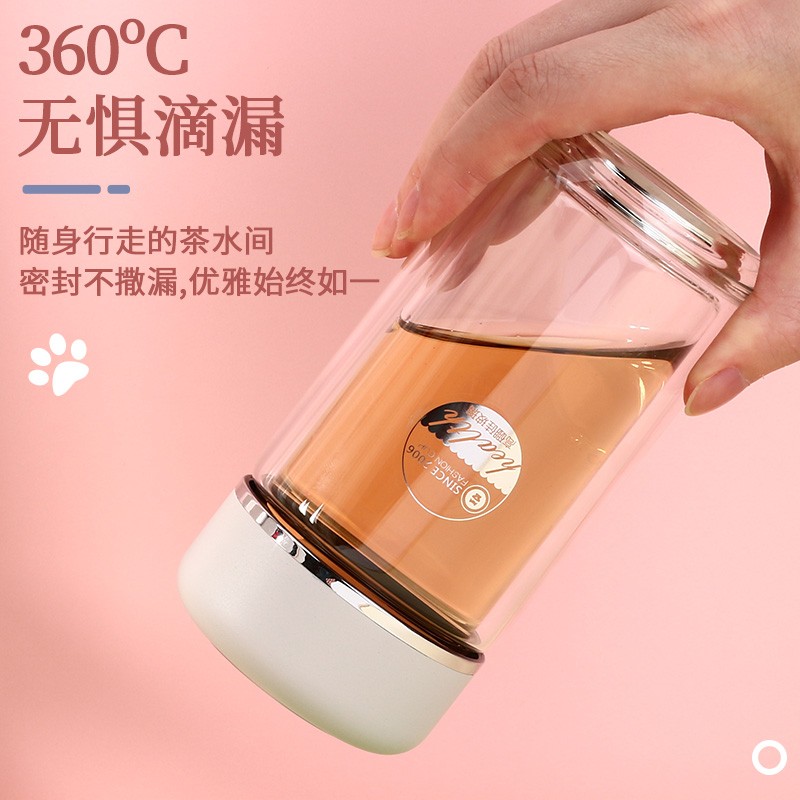 水晶贵族双层玻璃杯便携可爱防烫杯子迷你女喝水高端水杯定制团购