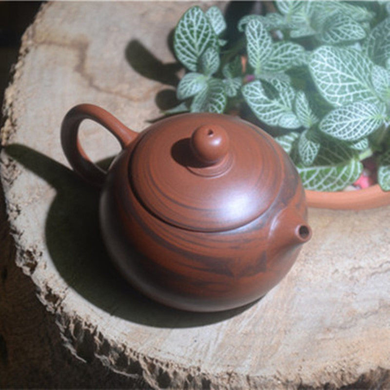 绞泥西施壶潮州纯手工朱泥手拉壶小号紫砂壶双泥潮汕工夫小品茶壶