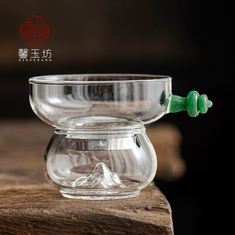 馨玉坊创意观山玻璃茶漏耐热茶叶过滤网分茶器公道杯茶滤茶具配件