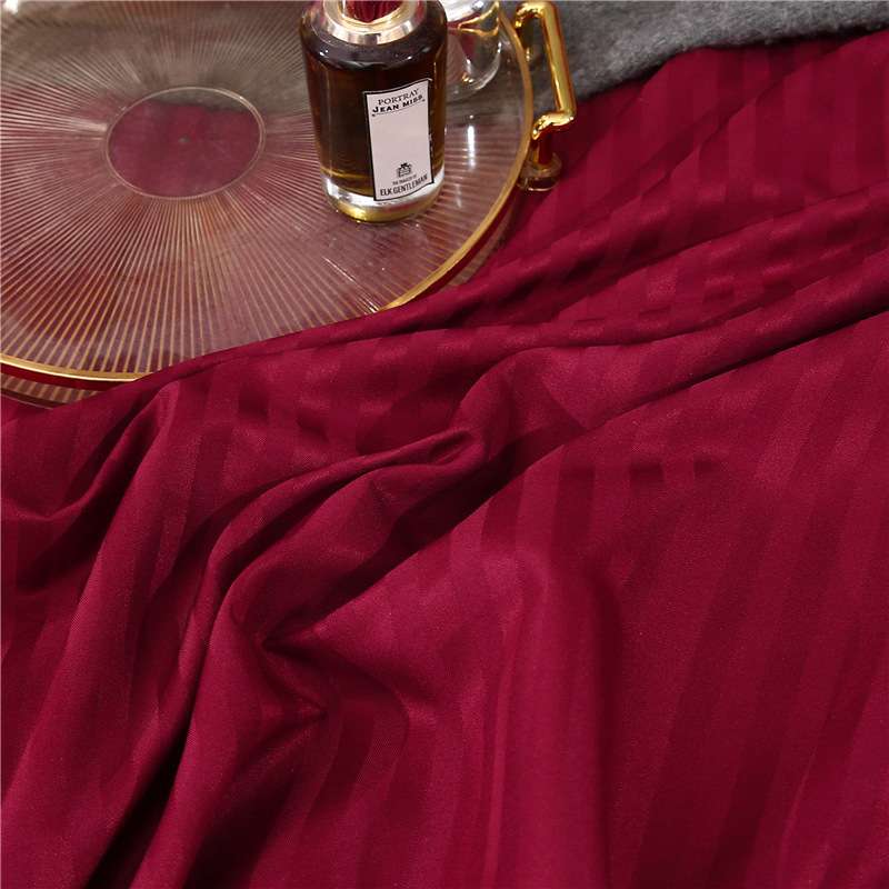 跨境虾亚马逊纯色缎条酒店三件套duvet cover set被套简约枕套批