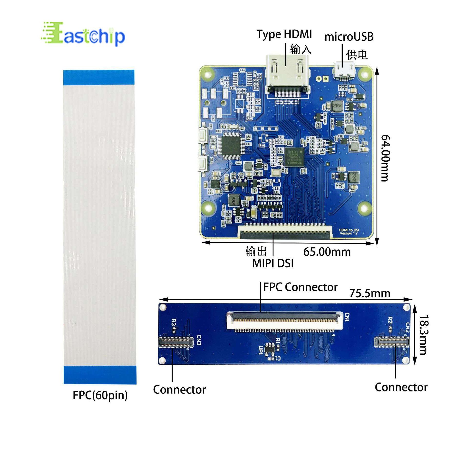 120HZ 2.9寸VR显示屏模组1440×1440 高清彩色虚拟驱动液晶屏方案