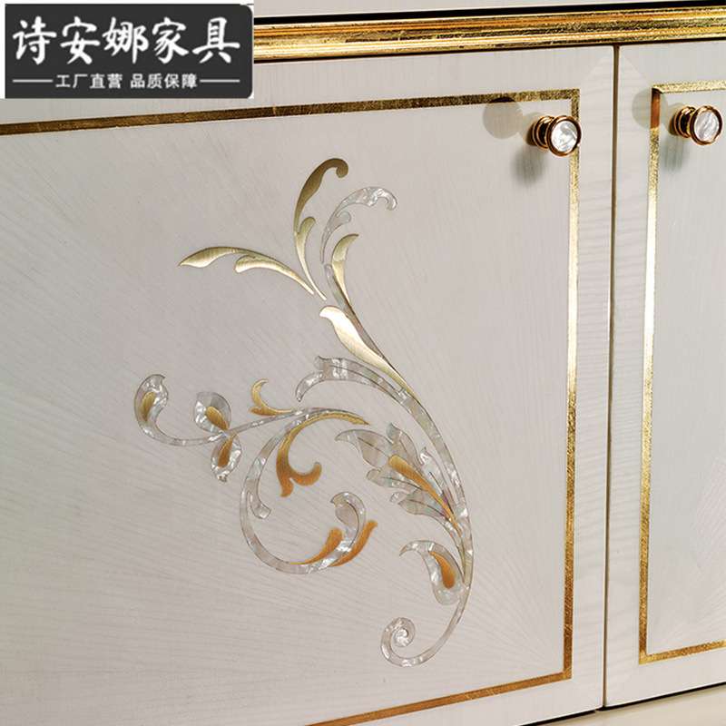 欧式实木餐边柜别墅储物碗酒柜奢华法式餐具柜宫廷备餐台