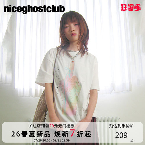 NICEGHOSTCLUB2026夏季新品复古彩虹手指T恤韩系ins百搭个性短袖