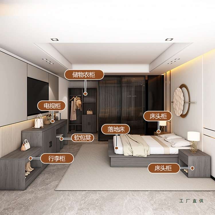 酒店电视柜行李储物柜书桌一体组合宾馆民宿旅馆标间全套家具定