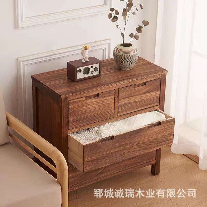 新中式老榆木斗柜实木带抽屉杂物收纳柜入户门玄关柜厨房餐边柜子图片