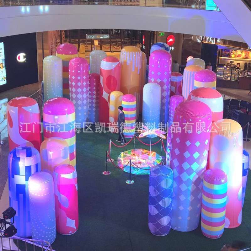 PVC充气不倒翁圆形立柱商场场景布置悬挂广告充气柱装饰造型