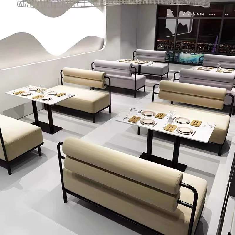 网红奶茶甜品店咖啡厅卡座沙发餐吧餐厅清吧西餐厅休闲区桌椅组合