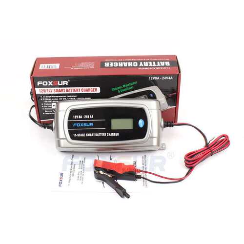 富可思 12V 8A 24V 4A 汽车卡车电瓶充电器 带液晶充电器