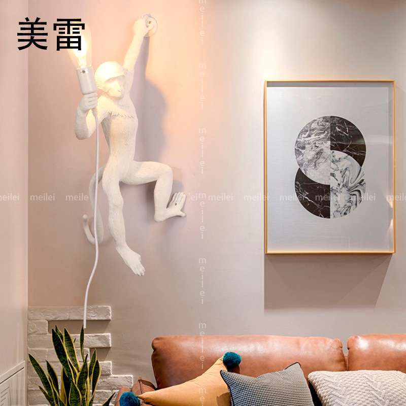 猩猩点灯闺蜜猴子壁灯房酒吧餐厅走廊店面装饰灯动物麻绳猴子