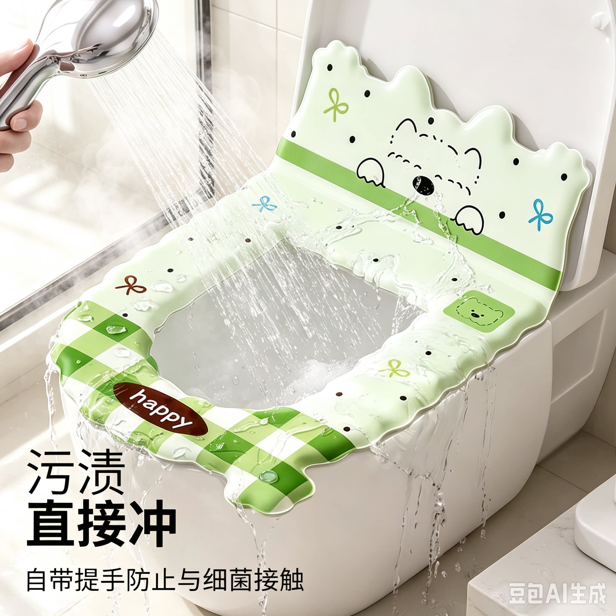 卡通可爱花边马桶垫新款立式四季通用高颜值防水粘贴式马桶套CJ