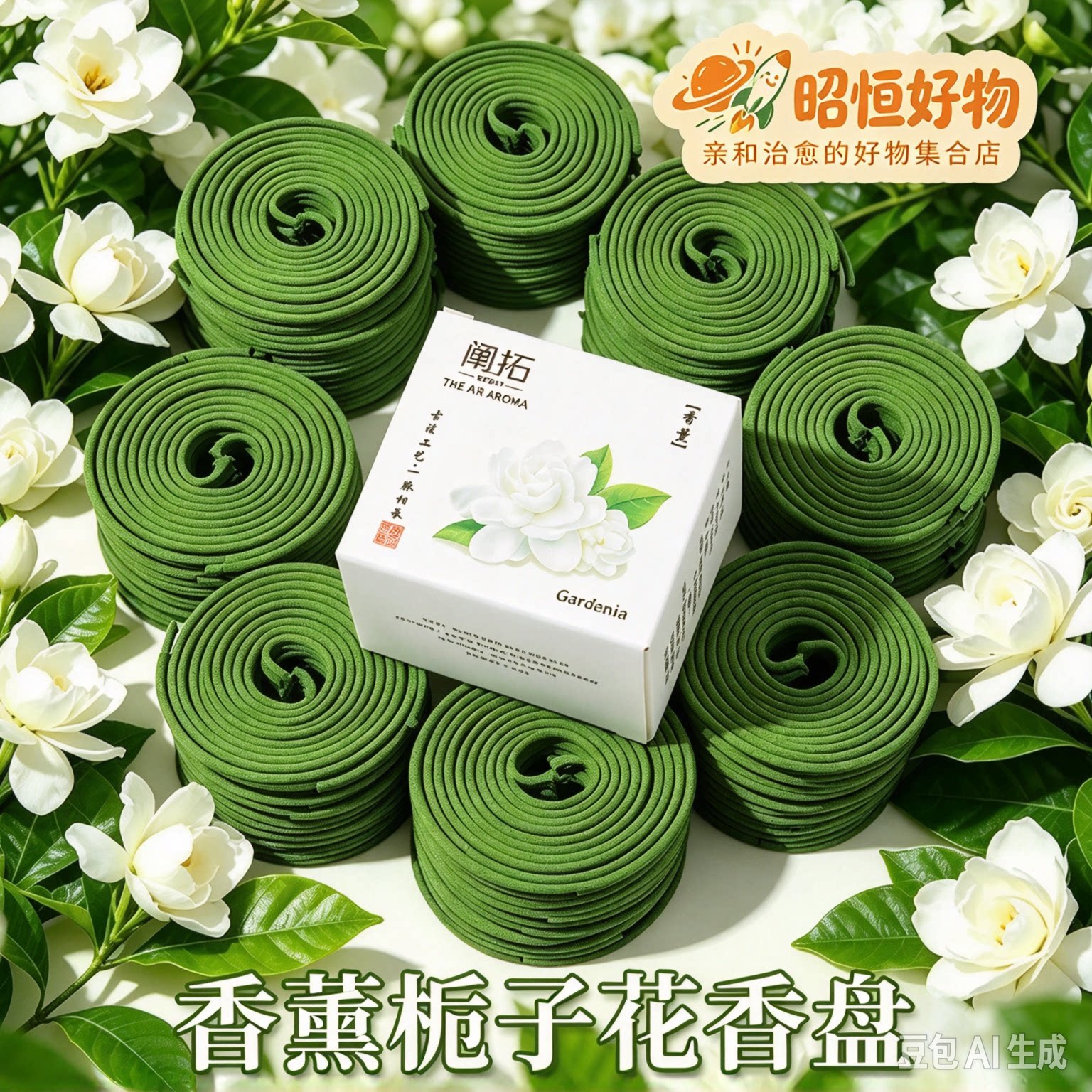 【到手120盘】送陶瓷香炉栀子花香薰檀香家用盘香室内持久留香CJ