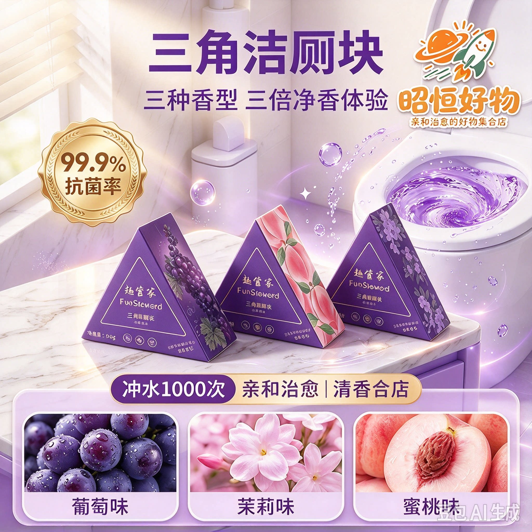 【新上市】小星锥三角洁厕块马桶蓝泡泡除臭留香免刷洁厕宝YS