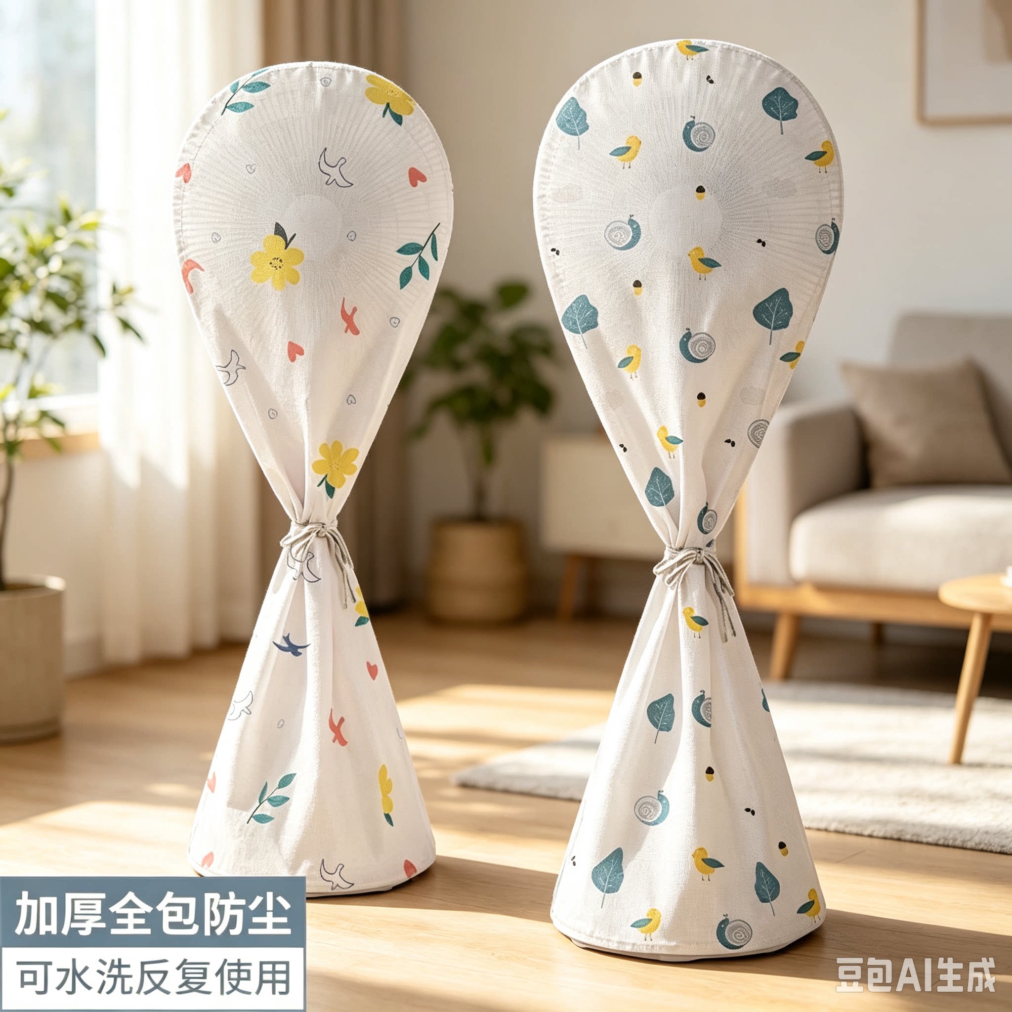 立式电风扇罩家用风扇防尘罩落地扇防尘套全包印花防尘收纳罩CJ