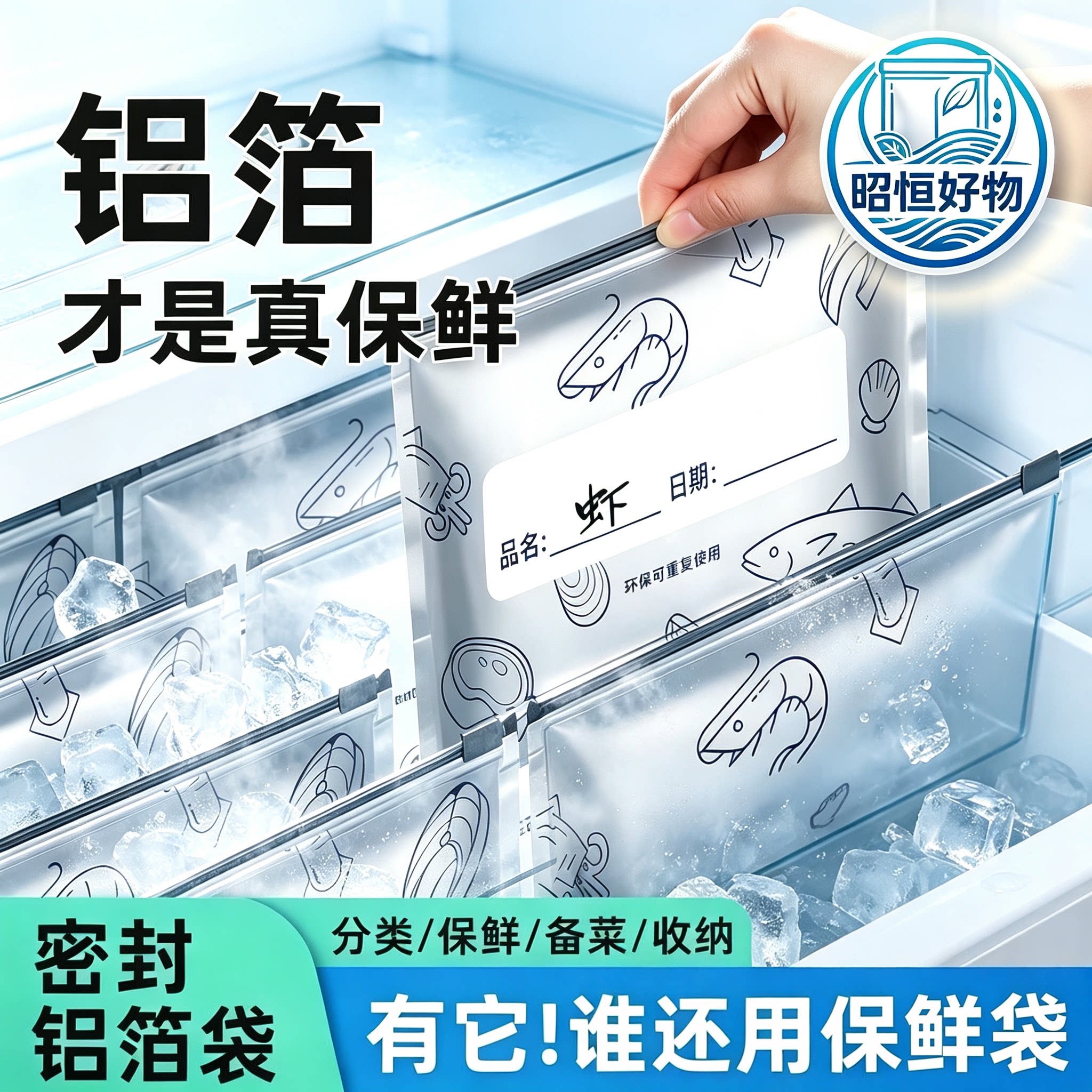 家用食品级铝箔加厚拉链款密封袋保鲜袋冷冻专用自封铝箔保鲜袋YS
