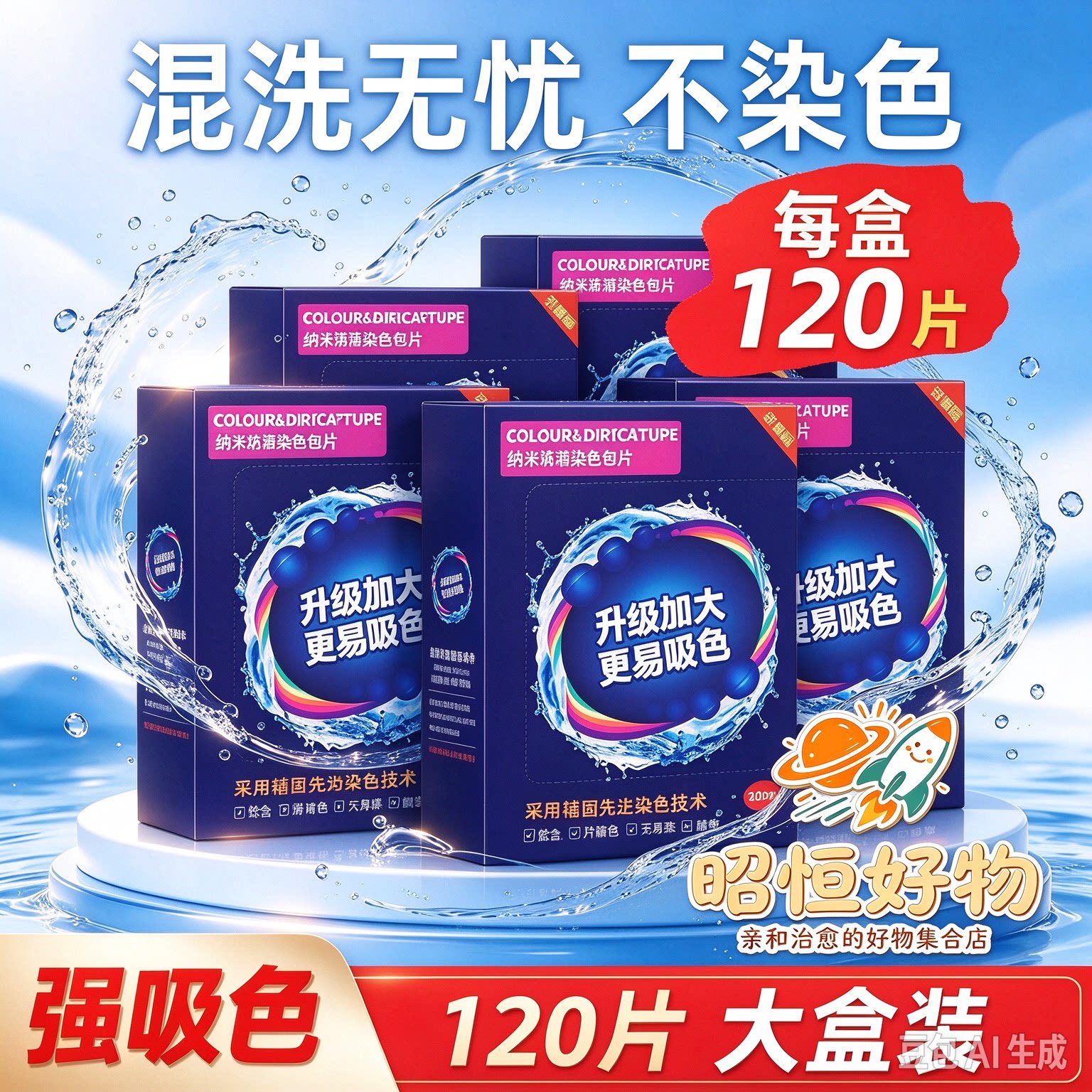 【纳米技术】吸色片防串色洗衣机可机洗色母防染色衣物混洗护色YS