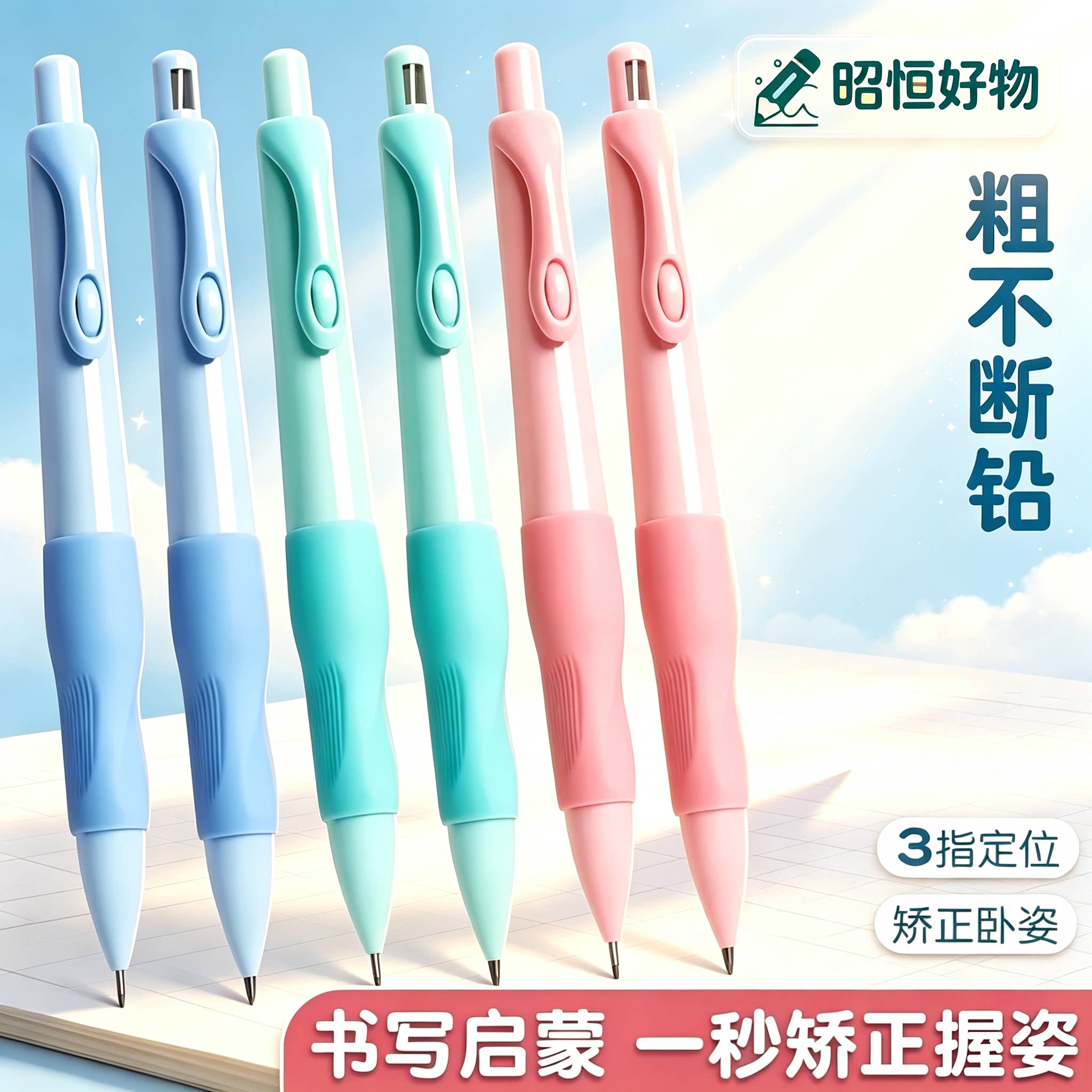 【正姿自动铅笔】小学生矫正握姿2.0加粗书写顺畅铅笔套装笔YS