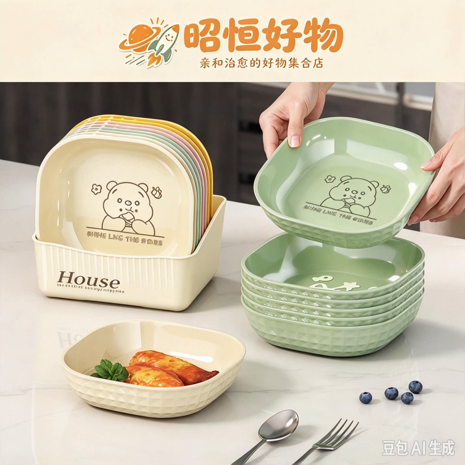 家用吐骨头盘碟奶油风餐桌垃圾渣碟吐骨碟小盘子零食水果盘CJ