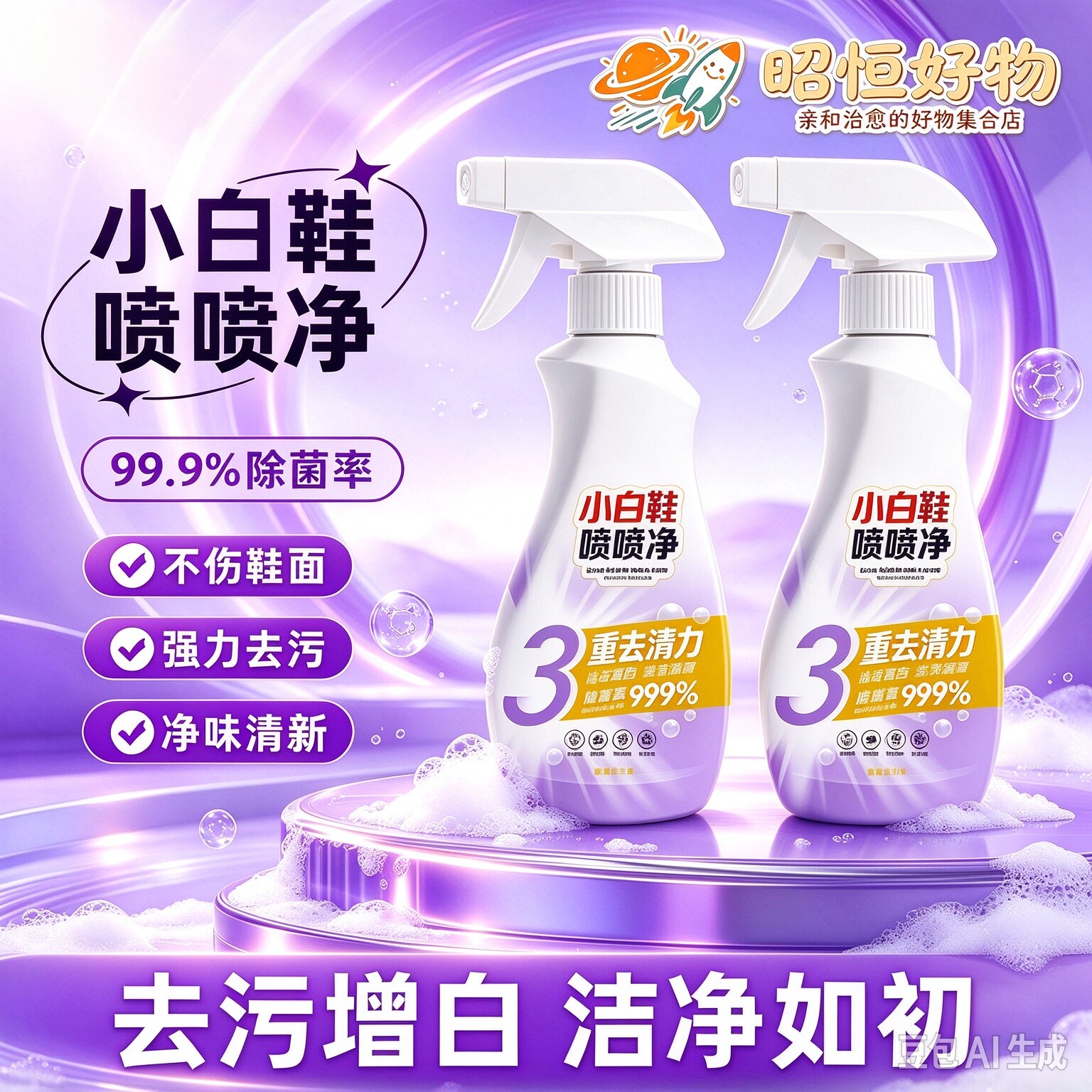 小白鞋喷喷净小白鞋清洗神器强力去污免水洗刷鞋泡沫清洁剂YS