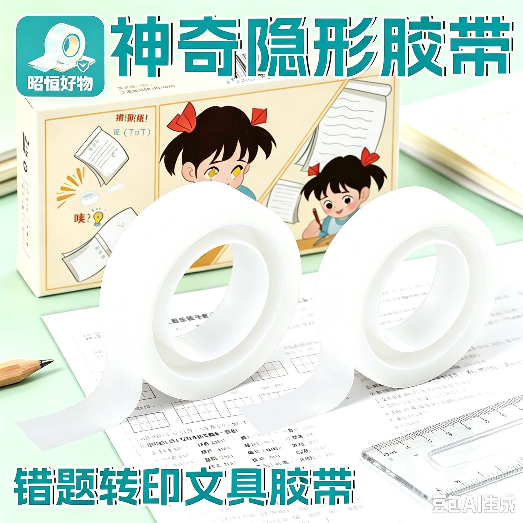 学生隐形错题胶带隐形胶带可书写无痕不留胶修补胶带装饰胶布YS