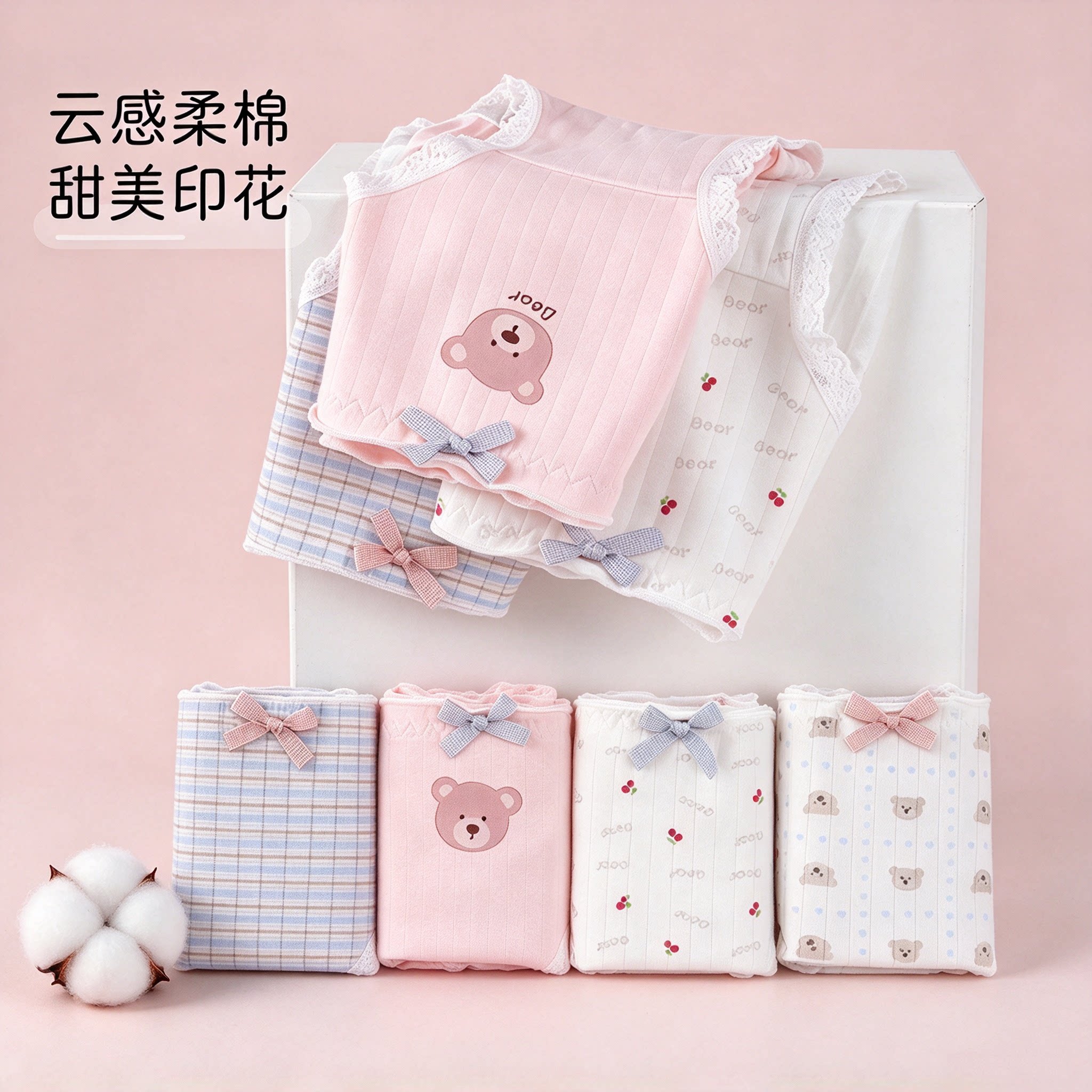蝶安芬纯棉无痕透气蕾丝三角裤