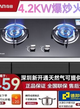 奇田 JZT-A-D2-2燃气灶天然气液化气台嵌两用双灶家用煤气灶具